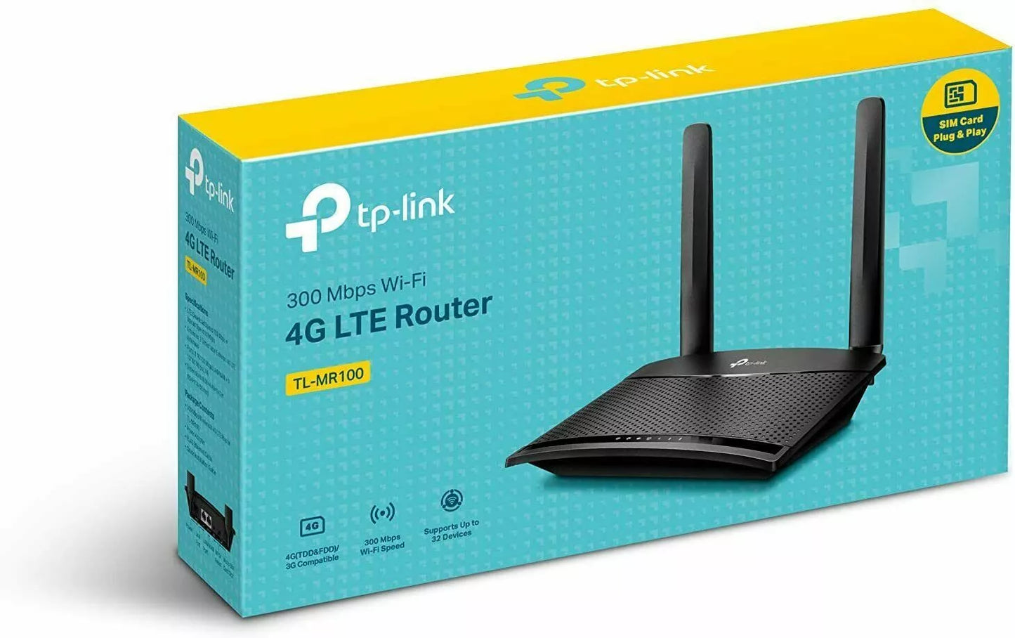 MODEM ROUTER TP-LINK TL-MR100 4G LTE SIM SLOT WIRELESS 300MBP/S ADSL-SENZA FILI